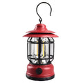 Portable head lamp camping lantern in dark green, black or red colours measuring 16.6 cm tall