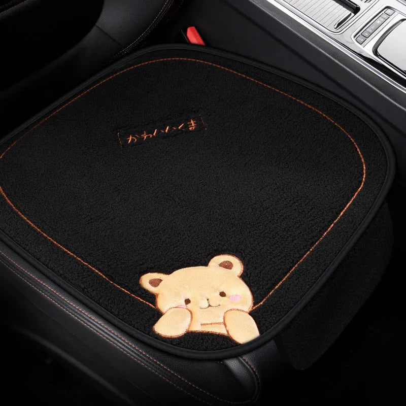 Car cushion winter plush three-piece set with square cushion and lumbar support pillow