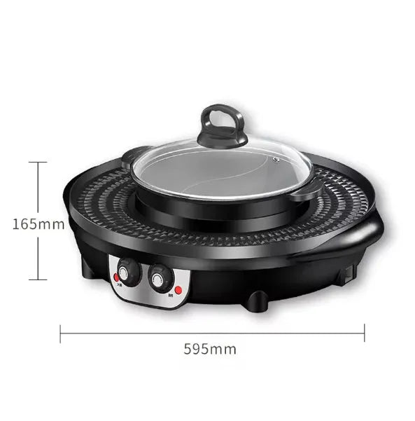 Multifunctional electric cooker hot pot barbecue all-in-one pot 5L 2300W Reunion Roast Black