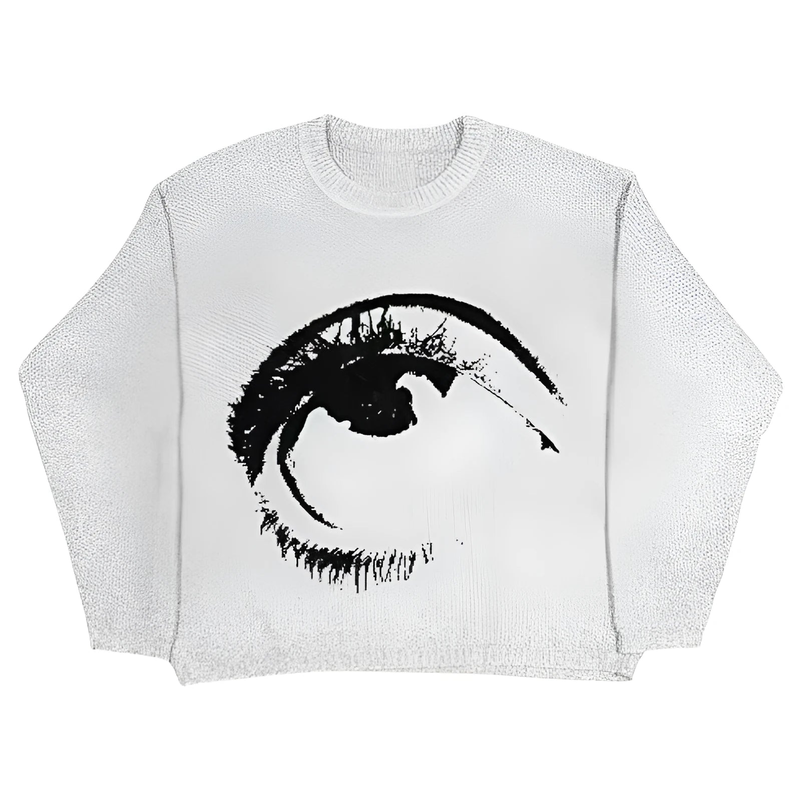 Organic cotton round neck pullover sweater in street hipster style on a hanger