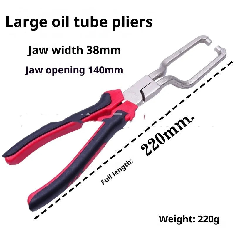 Seven steel auto repair pipe clamps in cardboard box for oil and brake line work