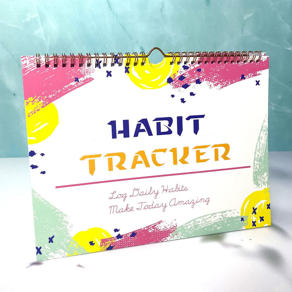 A4 habit tracking notebook with 12 pages in multiple colour options