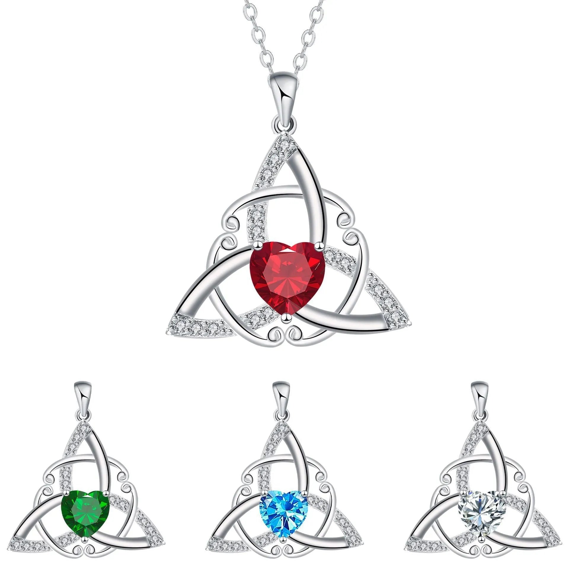 Geometric Celtic knot pendant necklace for women in copper with a choice of electroplated colour finishes.