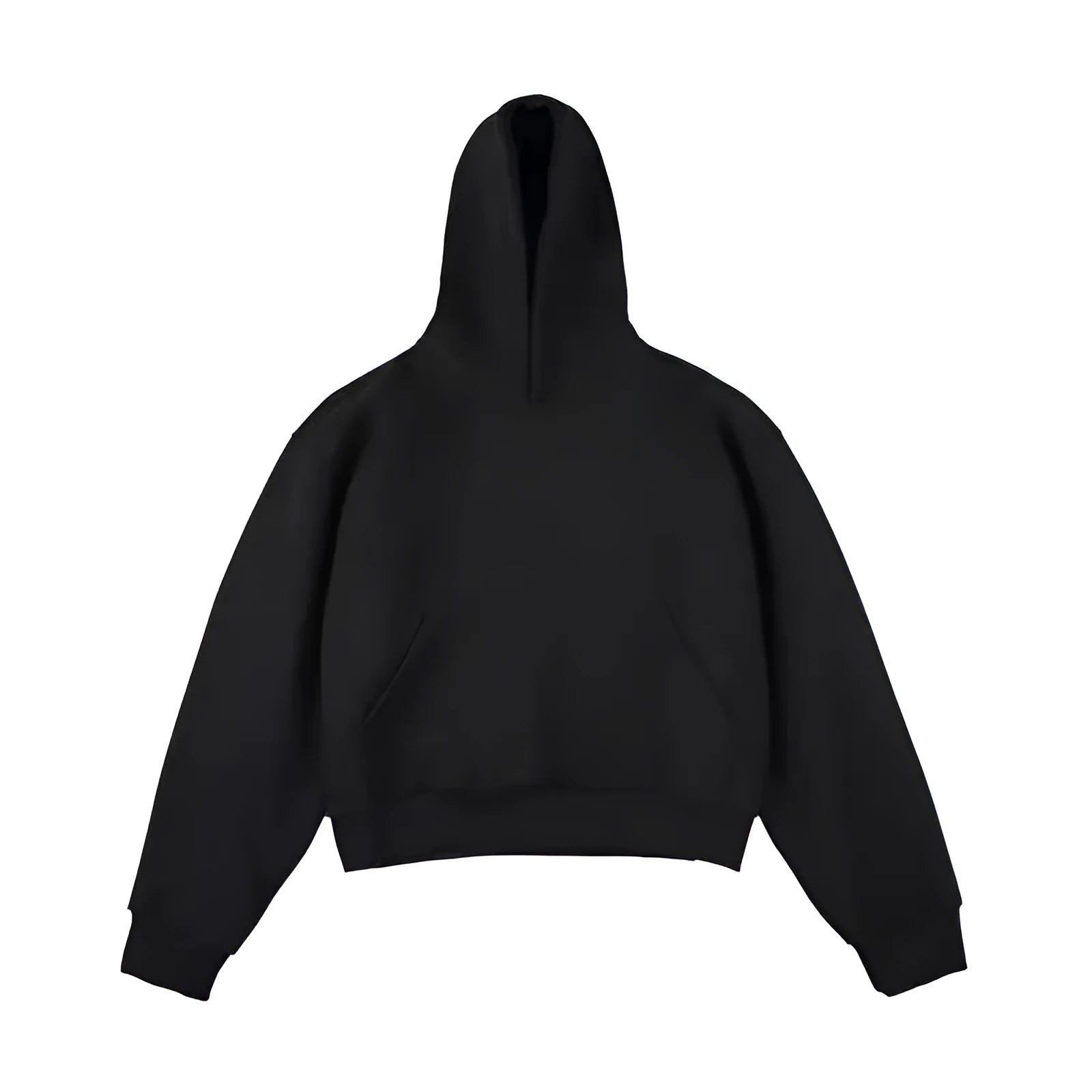 Dark grey Chinese cotton velvet hooded sweatshirt with a removable hood on a hanger.