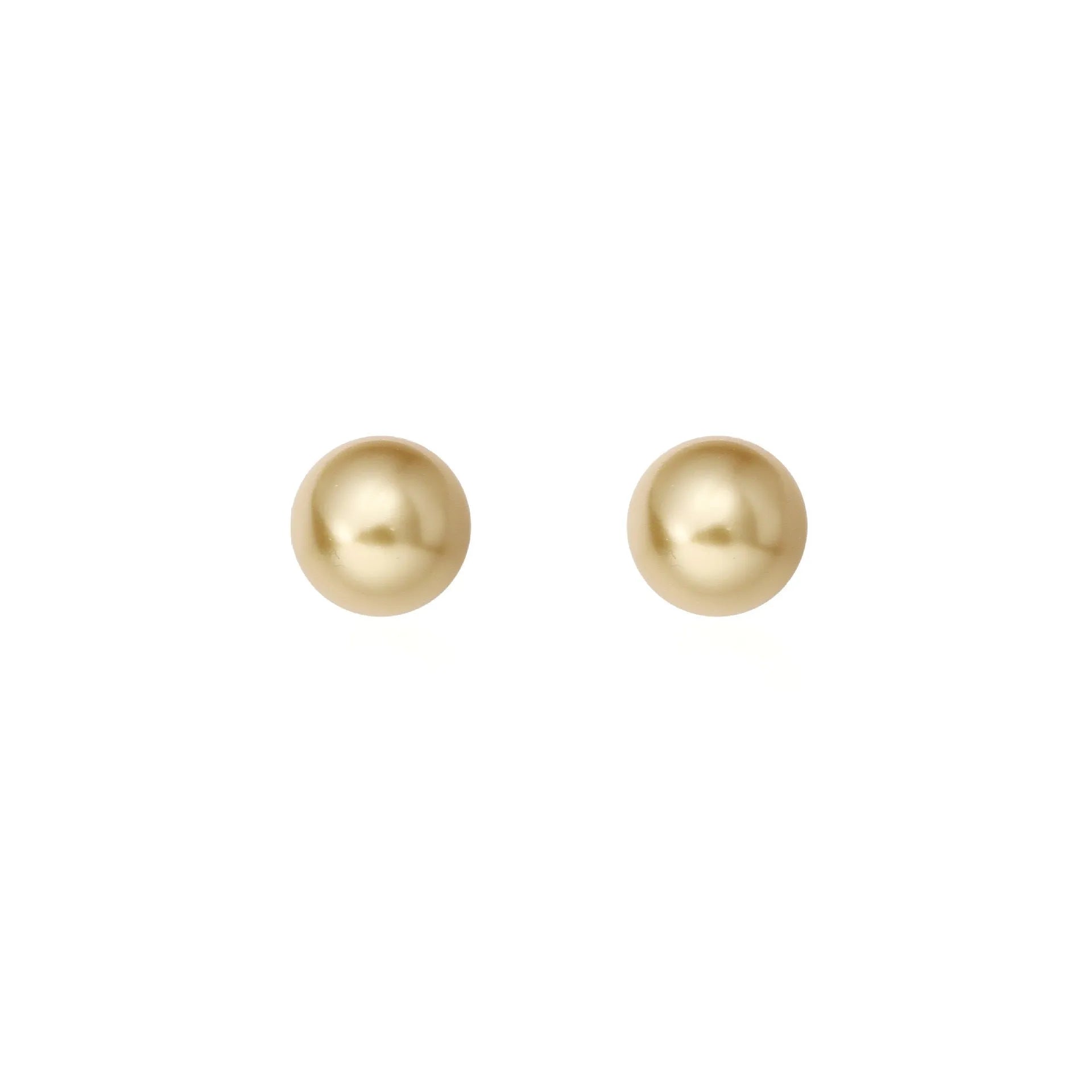 A pair of large pearl stud earrings with a geometric silver setting and an eight-pointed star detail on a white background.