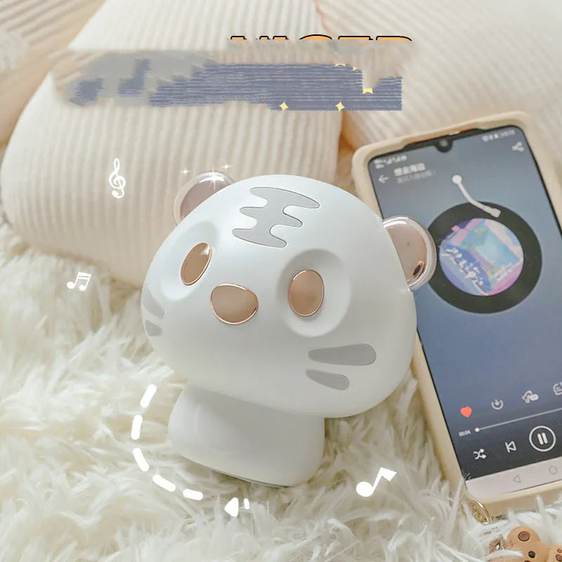 Creative Cartoon White Tiger Bluetooth Speaker with USB charging and portable design