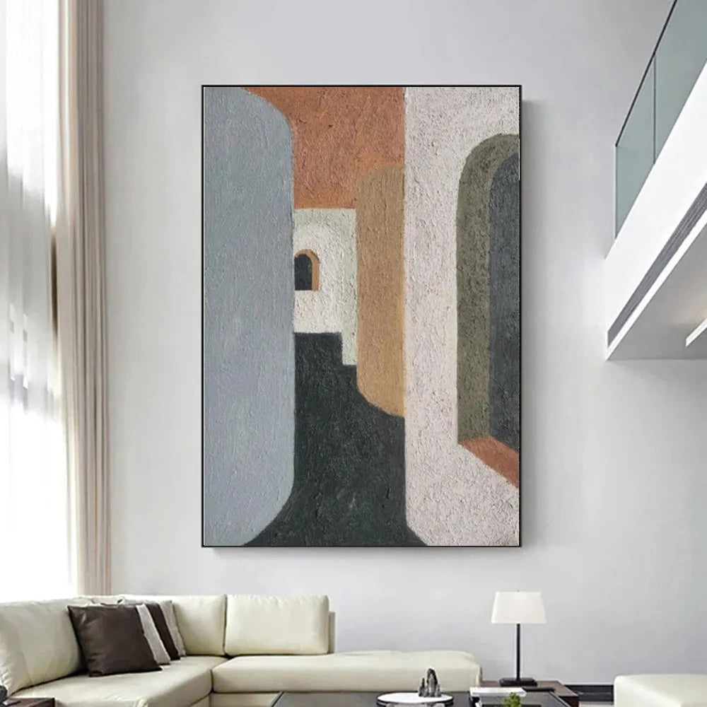Hand-painted modern abstract oil painting on canvas, rolled and frameless, for living room wall decor