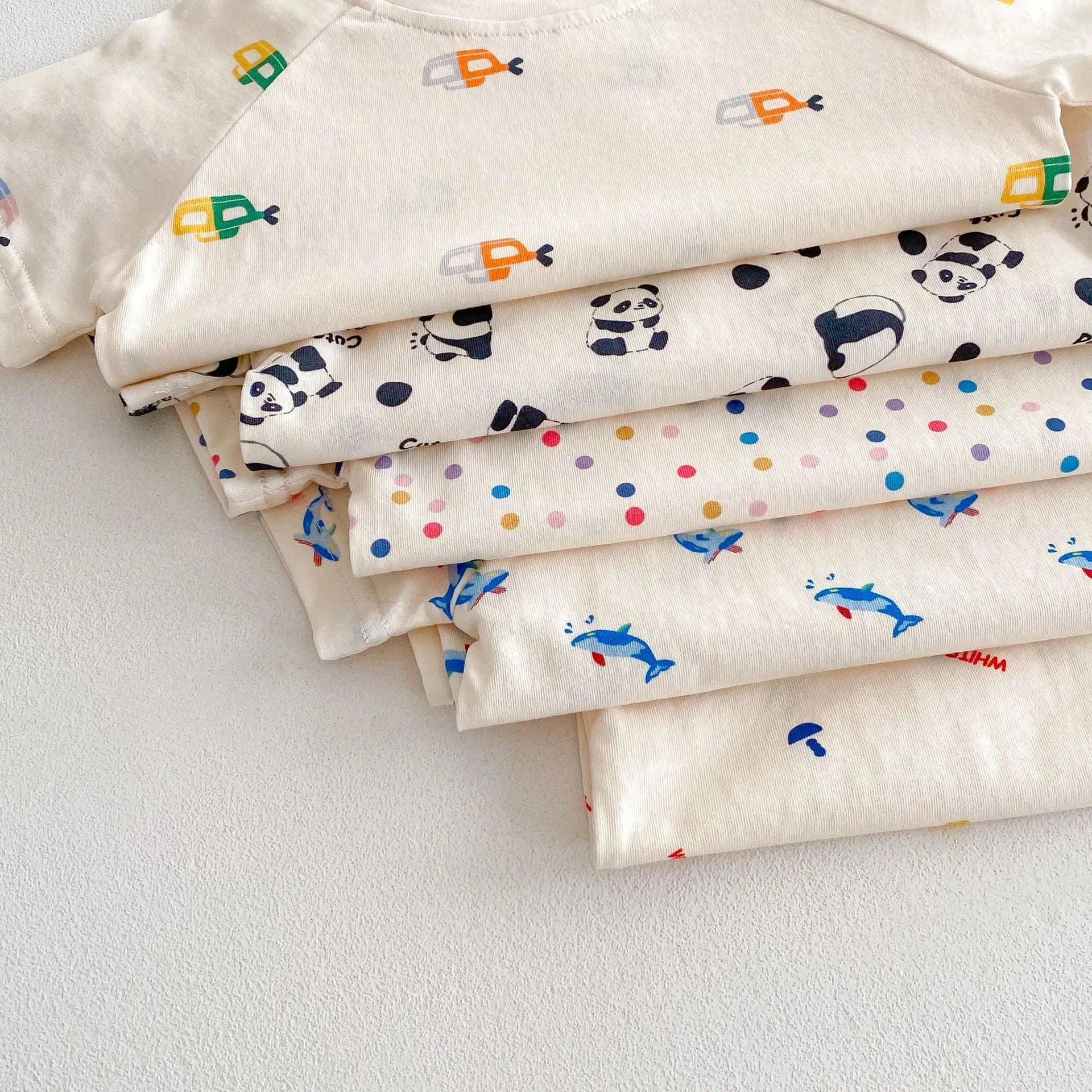 Baby summer cotton two-piece set with cartoon T-shirt and shorts in submarine print