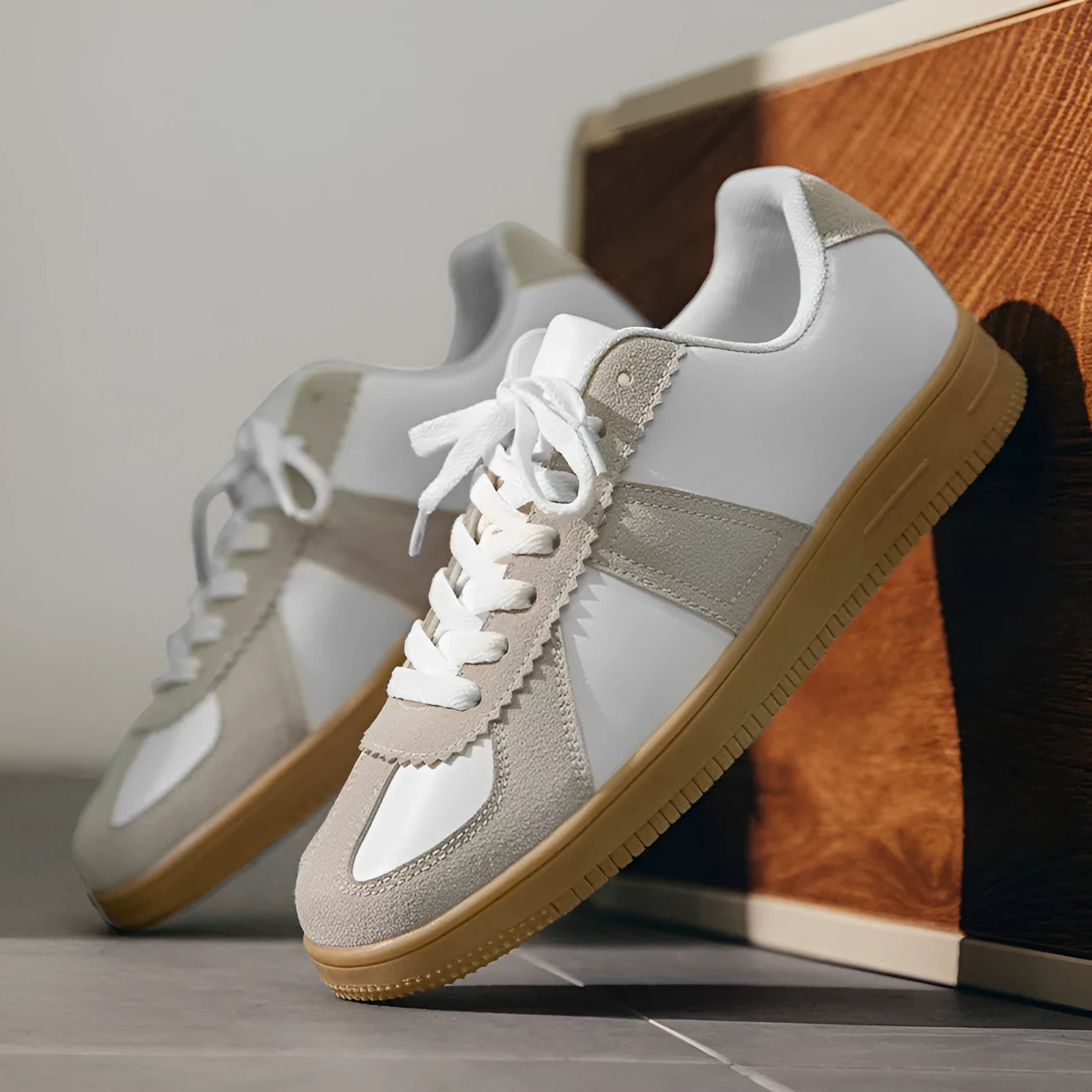 Retro men's casual board shoes in 735 Gray with round toe, artificial PU upper, and front lace-up design, sizes up to 47