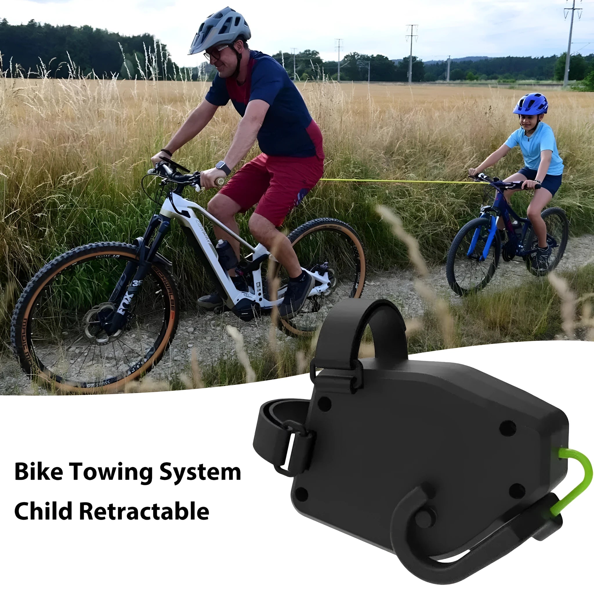 Black plastic bicycle trailer tow rope for mountain bike child trailer attachment