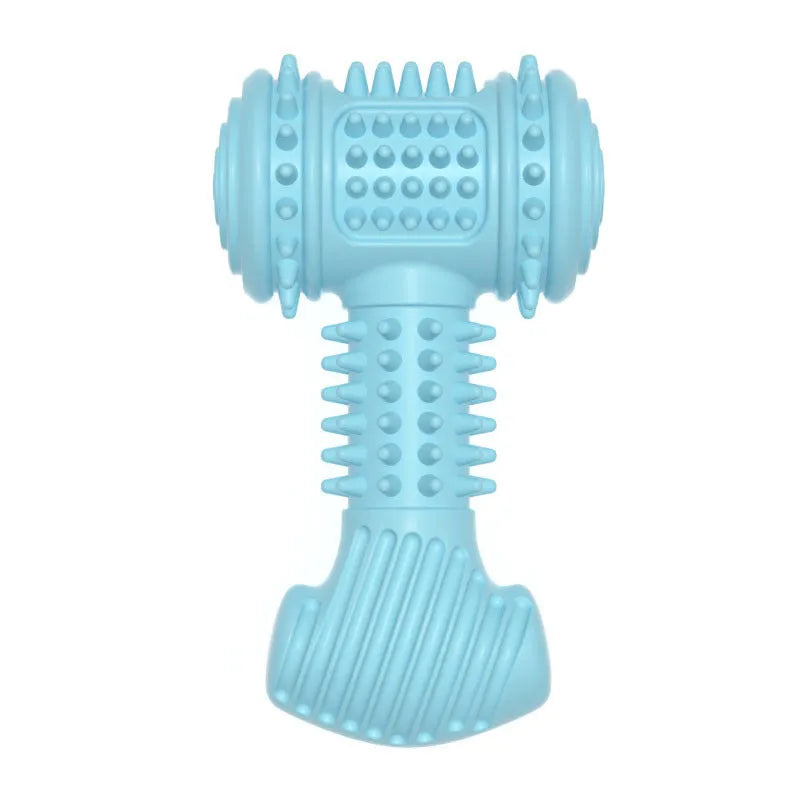 Blue TPR bone-shaped dog chew toy with raised dots for teeth cleaning