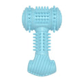Blue TPR bone-shaped dog chew toy with raised dots for teeth cleaning
