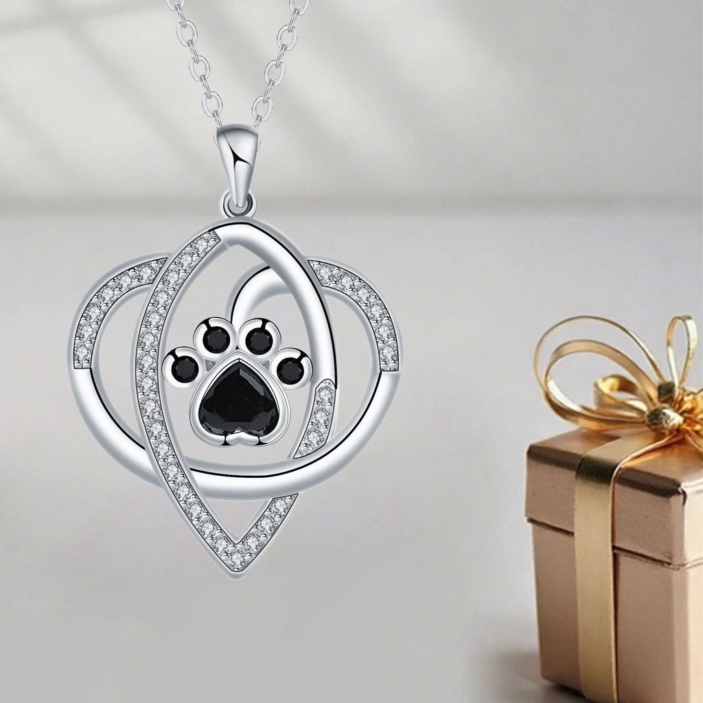 Women's copper necklace with dog paw pendant on cross chain