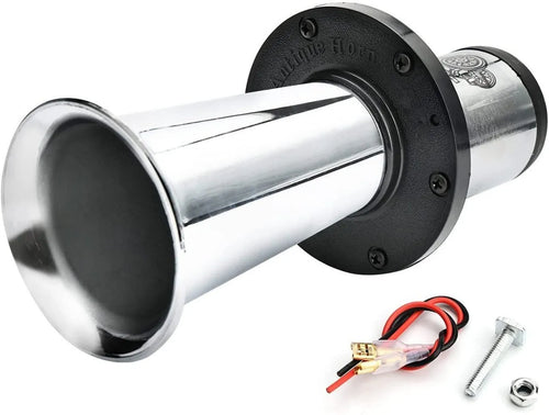 Silver 12v universal car horn for vehicle replacement or upgrade