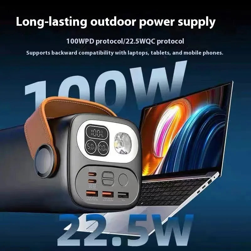 60000mAh super fast charge power bank with PVC shell, creative design, available in black