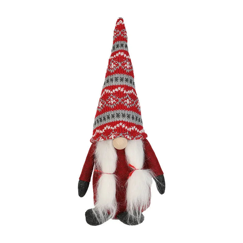 Cloth faceless Christmas Rudolf doll in red colour, standing decoration for holiday display