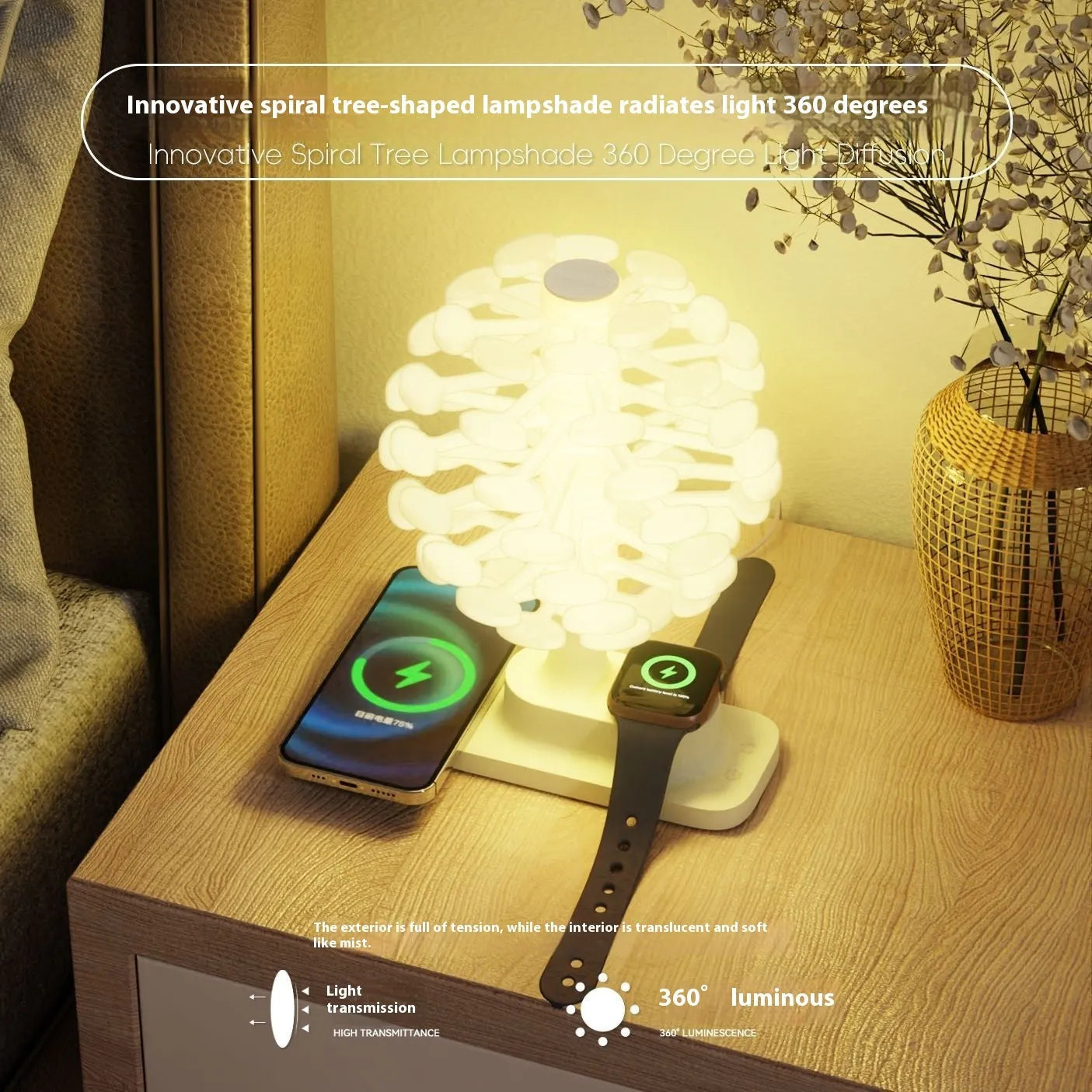 Spiral tree geometric LED table lamp with modern design for home decoration