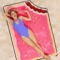 Printed polyester beach towel with retro ethnic design in avocado colour pattern