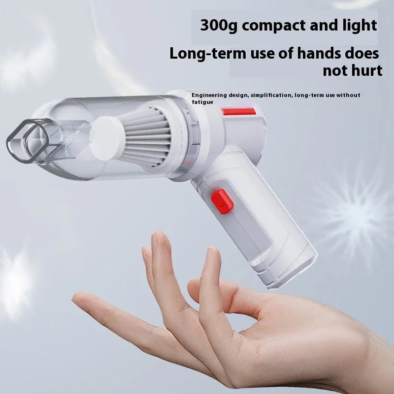 Car wireless charging handheld vacuum cleaner with straw and brush in black basic style