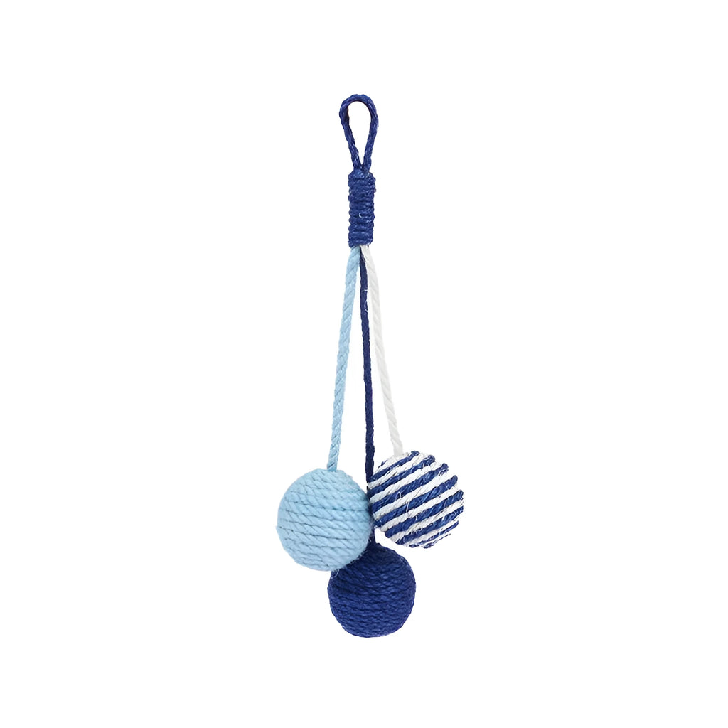 Cat toy set with teaser stick, catnip ball, and four interactive toys in blue, green, or red yellow blue colours