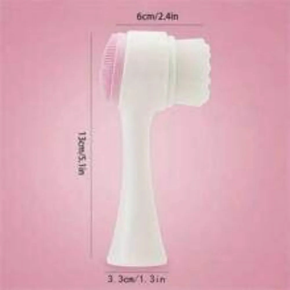 Blue and pink nylon bristle pet paw brush for dogs and cats on a white background.