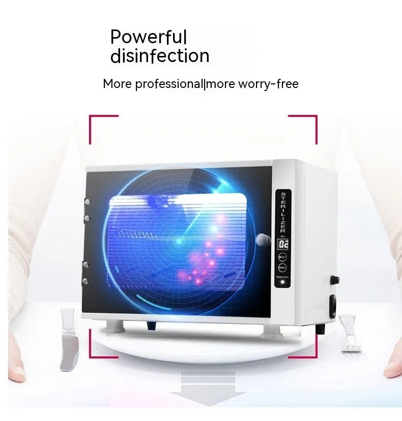 Small silver UV sterilizer machine for beauty salon tool sanitation