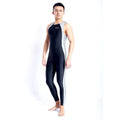 Shark pattern quick-drying sleeveless one-piece swimsuit in All Black, side view