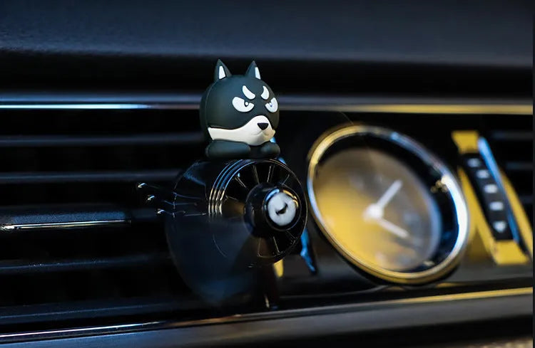 Black husky car air vent aromatherapy ornament with clip attachment