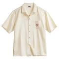 Light apricot men's Cuban collar shirt with bamboo leaf pattern short sleeves
