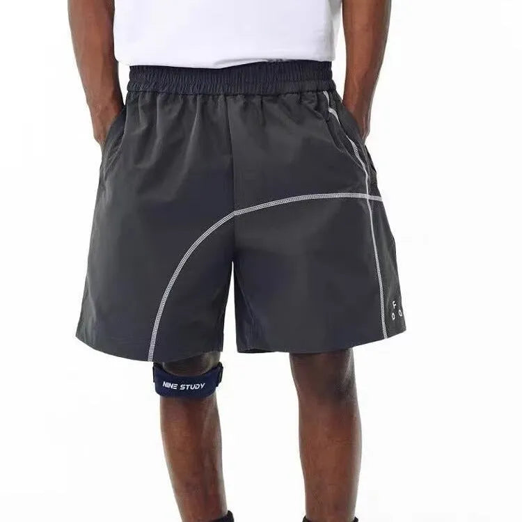 Retro style polyester drawstring shorts in loose fit for summer outdoor wear