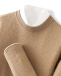 Men's long sleeve pullover sweater in solid colour, fine yarn knit, thickened for autumn and winter business casual wear.