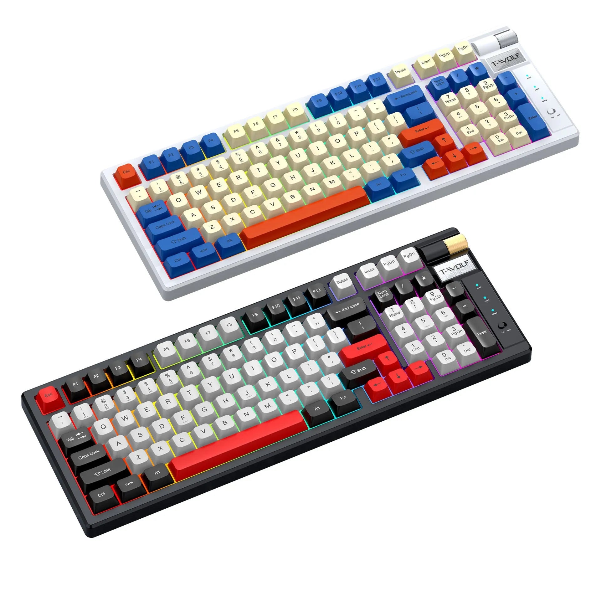 Bluetooth mechanical keyboard with USB receiver and charging cable for desktop computers