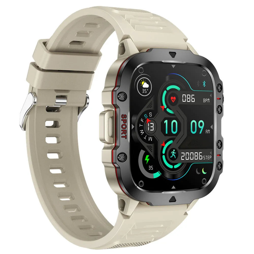 QX11 Smart Bluetooth Watch with TFT touch screen on a wrist, showing health metrics display.