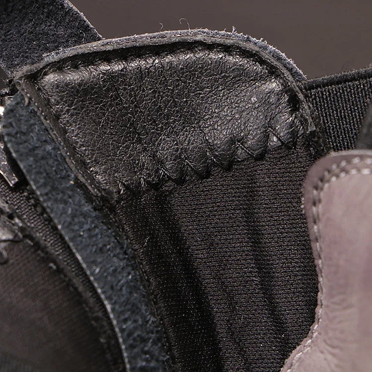Men's casual leather shoes in black, microfiber upper, rubber sole, England style, heel 3-5CM
