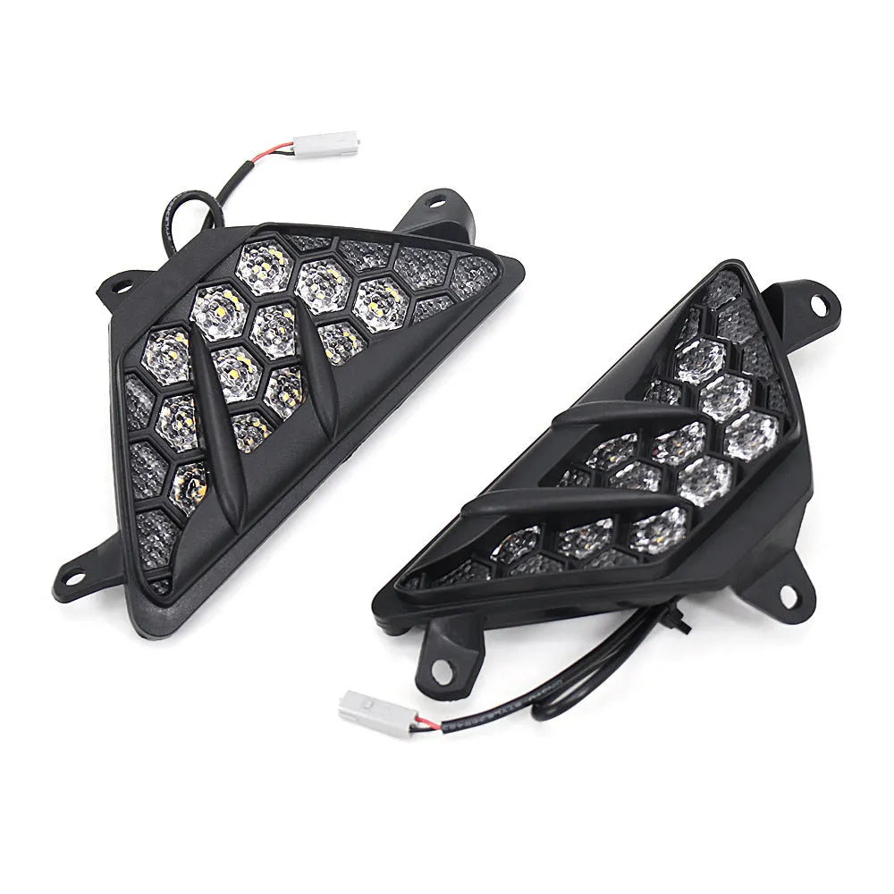 Black LED turn signal with hexagonal lens for Kawasaki Ninja ZX-6R 300 400 650 1000 plug and play