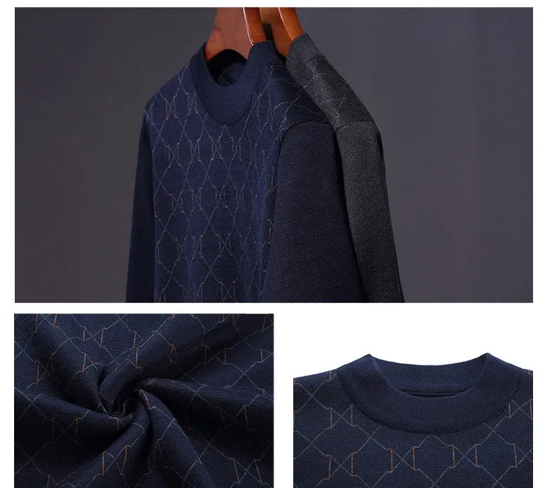 Men's long sleeve fleece pullover t-shirt, round neck, straight cut, grey or navy blue, sizes L to 3XL
