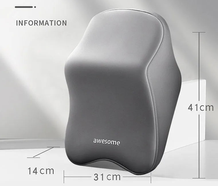 Car headrest pillow and lumbar support pillow set in four colour options on a car seat