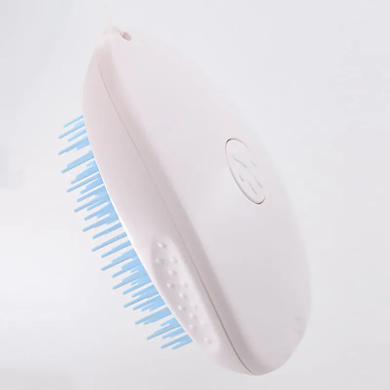 White pet hair brush for cats and dogs made of ABS plastic with compact dimensions 7.2 x 10.6 x 4.2 cm