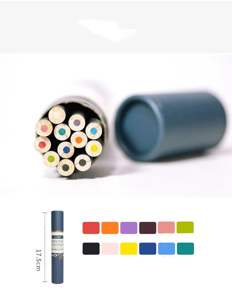 Pottery underglaze color pencil water-soluble drawing on ceramic blank with 12 colour options