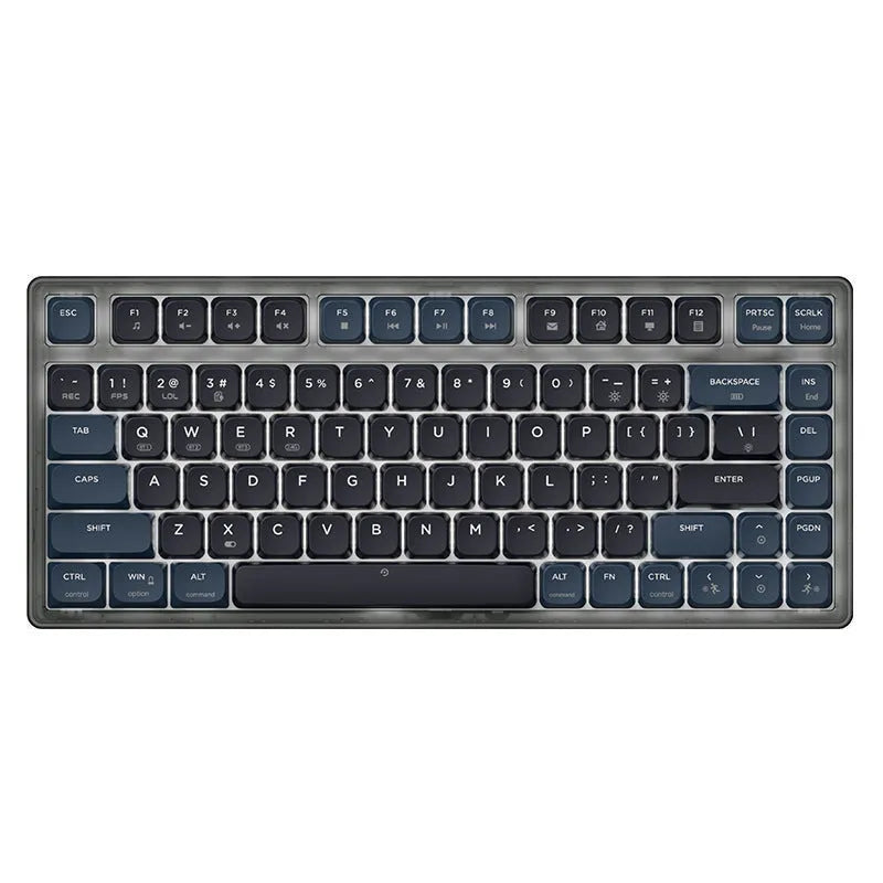 Ajazz AK832PRO wired and wireless mechanical keyboard with colour screen, shown in green colour.