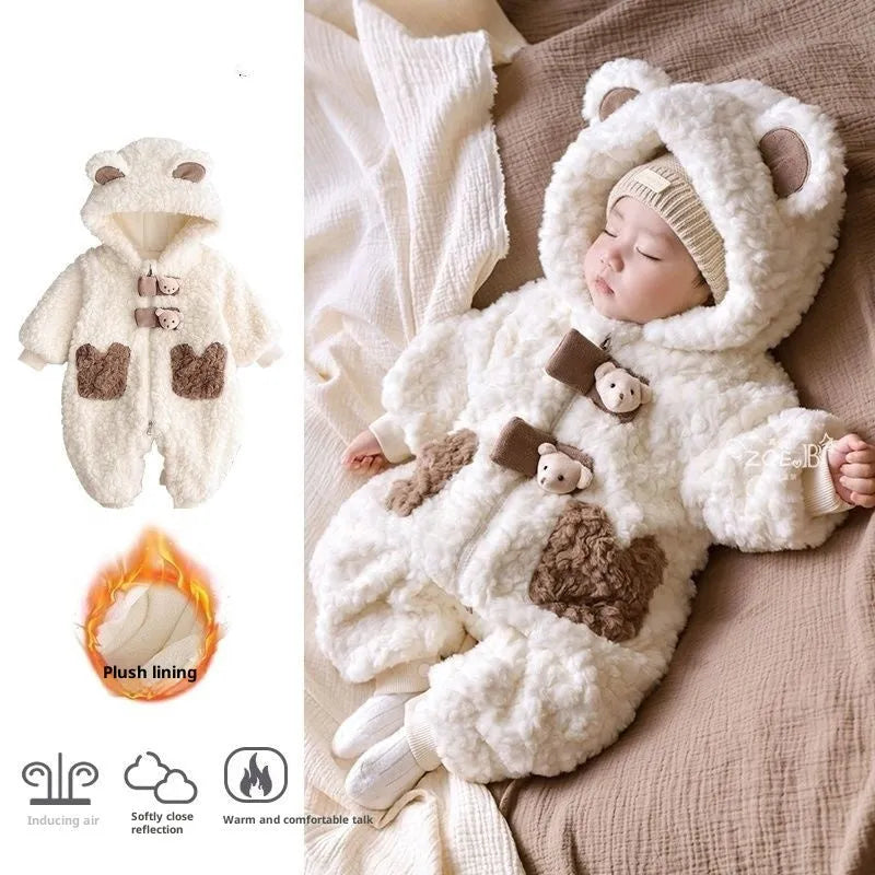 Fleece lined padded rompers coat for babies with zipper closure, long sleeves, colour pf296