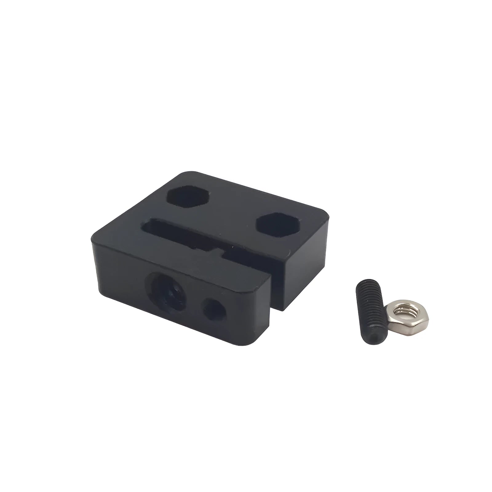 Black POM anti-backlash nut seat block for T8 lead screws, 12x33x34mm