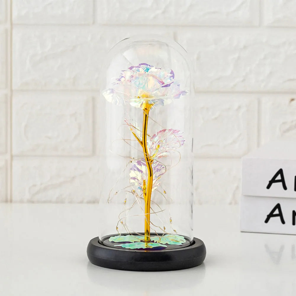 Simulation rose night light bouquet with 20 LED copper wire light, plastic flowers, handmade design