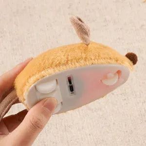 Interactive plush cat mouse toy with feather tail and LED lights for indoor feline enrichment