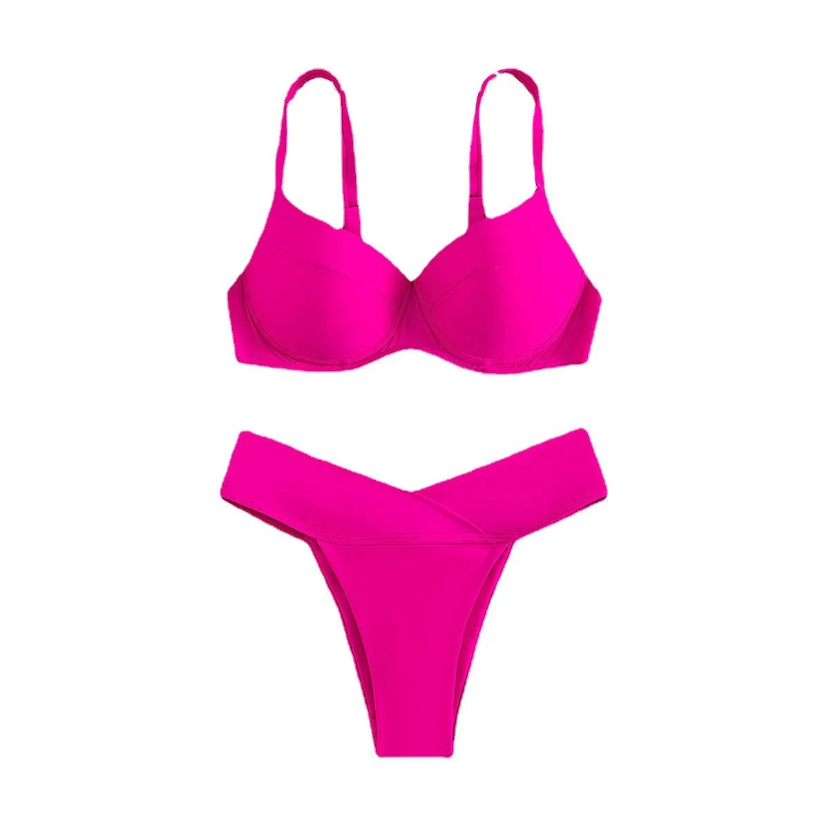 Women's solid colour bikini swimsuit in briefs style on a neutral background.