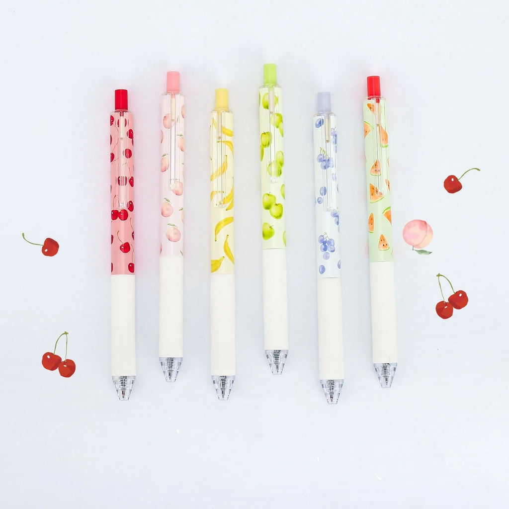 Fruit-scented press-action pen with 0.5mm quick-drying black ink refill