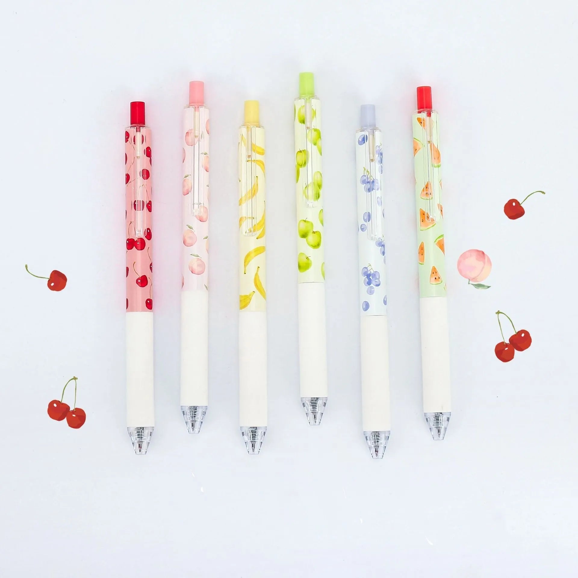 Fruit-scented press-action pen with 0.5mm quick-drying black ink refill