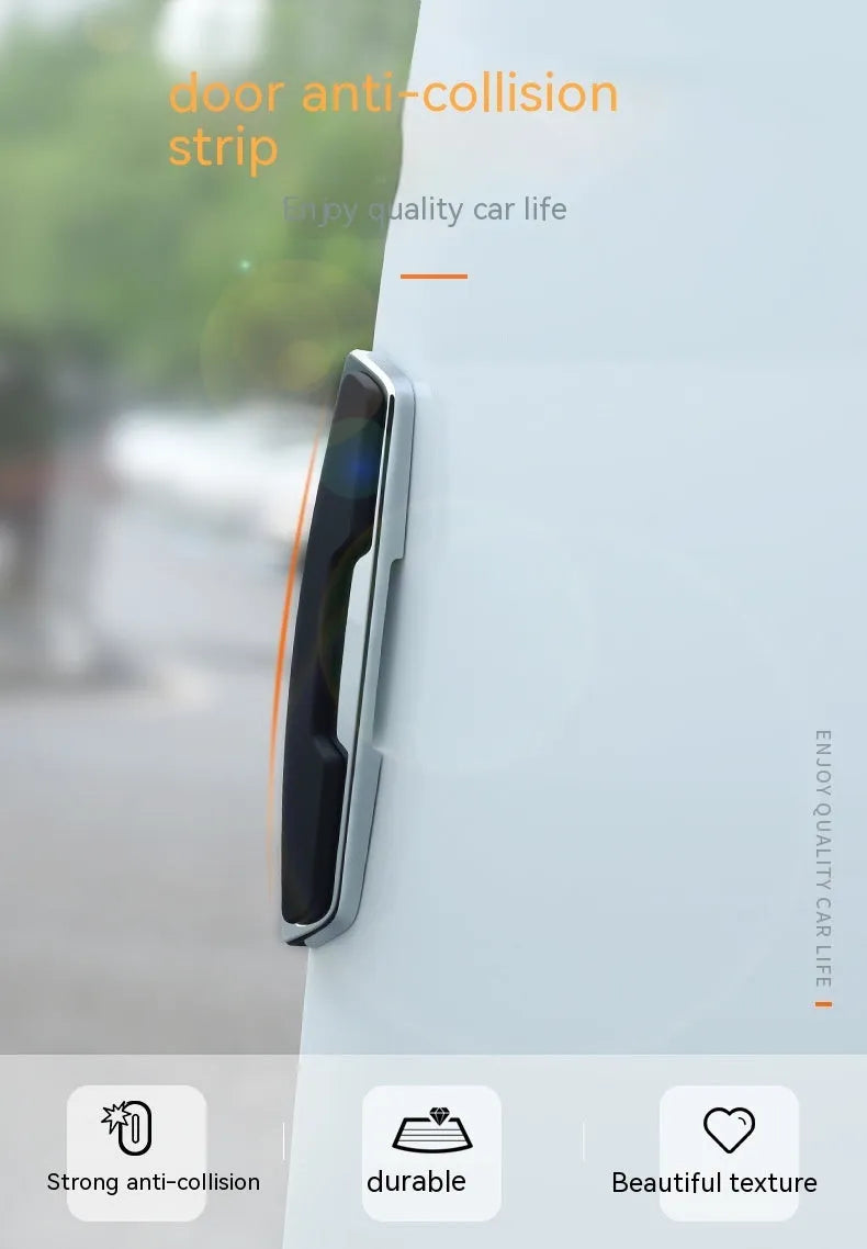 Black silicone car door bumper strips measuring 9.5cm by 2cm in four-piece protective set