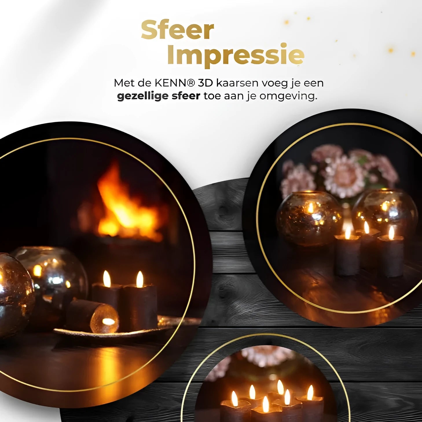 Black LED pillar candle with a flickering flame effect, measuring D5X H7CM.