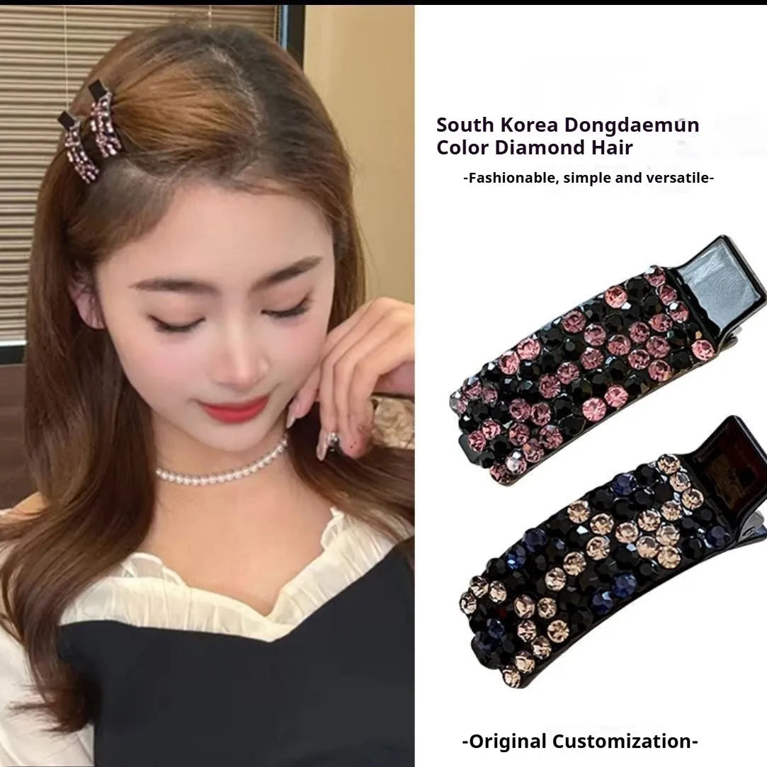 Rhinestone bangs side barrette with imitation pearl on zinc alloy base